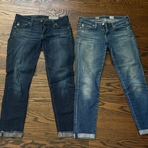 AG Adriano Goldschmied Dark and Light Blue Ankle Jeans